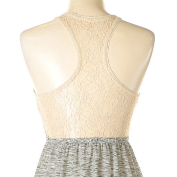 Gray with Beige Lace Detail Maxi Dress - (NWOT) - Picture 3 of 3